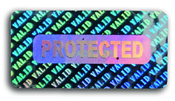 hologramme adhesif protected bleu rose 